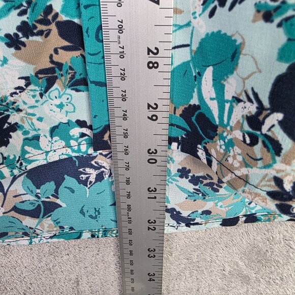 Womens Catherines Teal Blue Floral Print Blouse Button-Front 3/4 Sleeves Size 5X - Picture 5 of 7